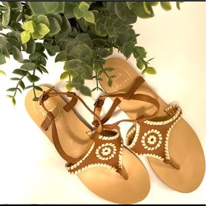 Jack Rogers Maci Cognac / Bone Sandals Size 8
